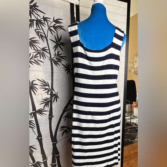Ralph Lauren Navy White Nautical Stripes Sleeveless Dress with Gold Tone Buttons - Picture 3 of 9